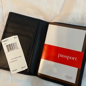 Coach Black Leather Travel Passport Holder